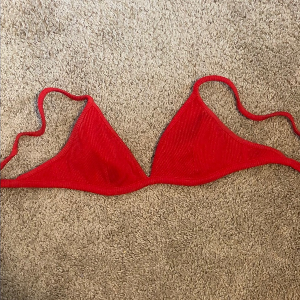 Red triangle bikini top